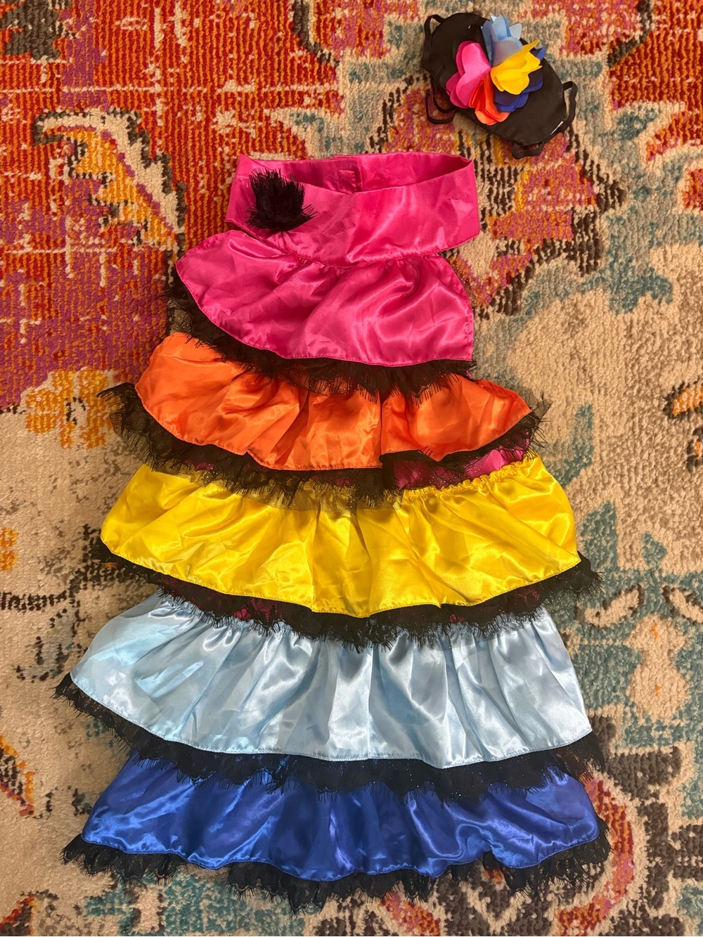 Frisco Pride Rainbow Ruffle Dog Dress XXL + Matching Flower Accessory Like NEW